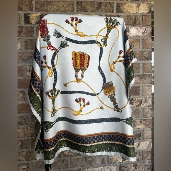 Fendi Accessories - Vintage FENDI 100% Silk Scarf Tassel Rope Print 35x33”